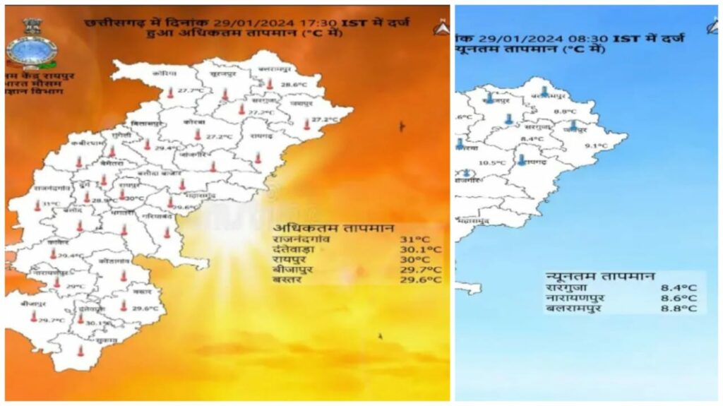 Mercury started rising in Chhattisgarh | छत्तीसगढ़ में रात का पारा बढ़ने से ठंड से राहत मिली है। हालांकि अभी सरगुजा और बिलासपुर में मौसम में उतार-चढ़ाव जारी है.