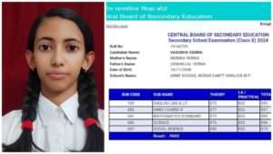 भारतीय सेना के हवलदार की लाडली बेटी वसुधा वर्मा CBSE आर्मी स्कूल में किया कमाल, बढ़ाया कुर्मी समाज का मान, 10th में आया 90.8% -Army School Morar Cantt Gwalior