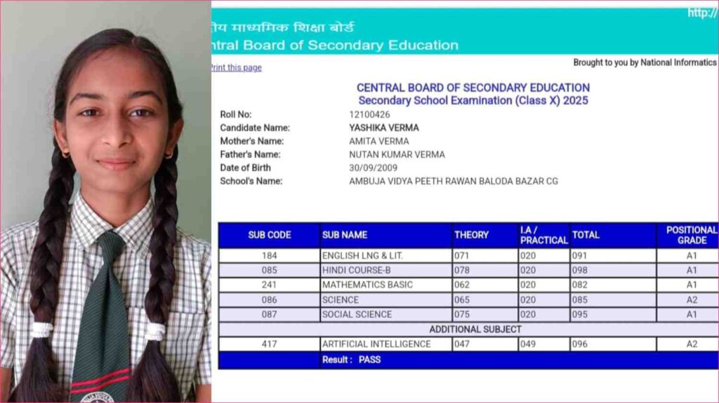 बलौदाबाजार की यशिका वर्मा ने CBSE 10वीं बोर्ड में हासिल किए 93% अंक, कुर्मी समाज की होनहार बेटी (Chhattisgarh Talk)