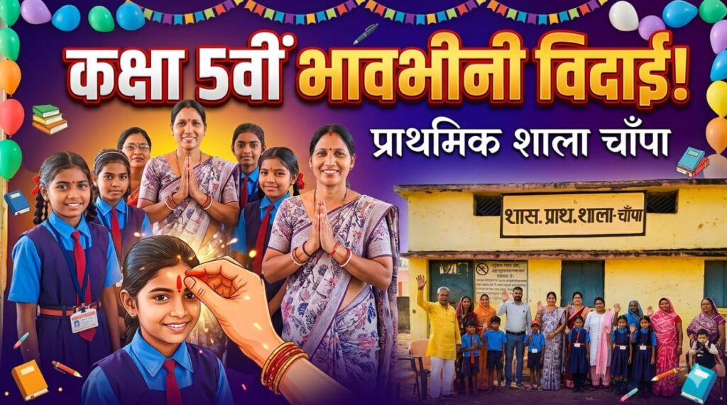 5 वी विद्यार्थियो को दिया गया भावभीनी विदाई