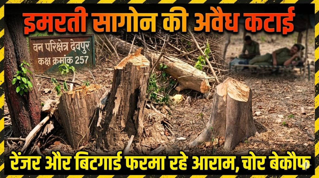 वन परिक्षेत्र देवपुर में सागौन लकड़ी की लगातर हो रही अवैध कटाई