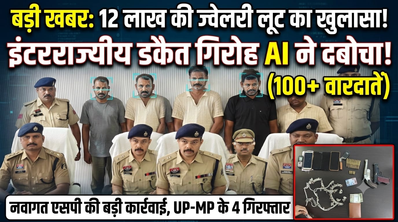 12 लाख की ज्वेलरी लूट का खुलासा: AI तकनीक ने दबोचा अंतरराज्यीय डकैत गैंग, 100 से ज्यादा वारदातों का आरोपी गिरोह गिरफ्तार