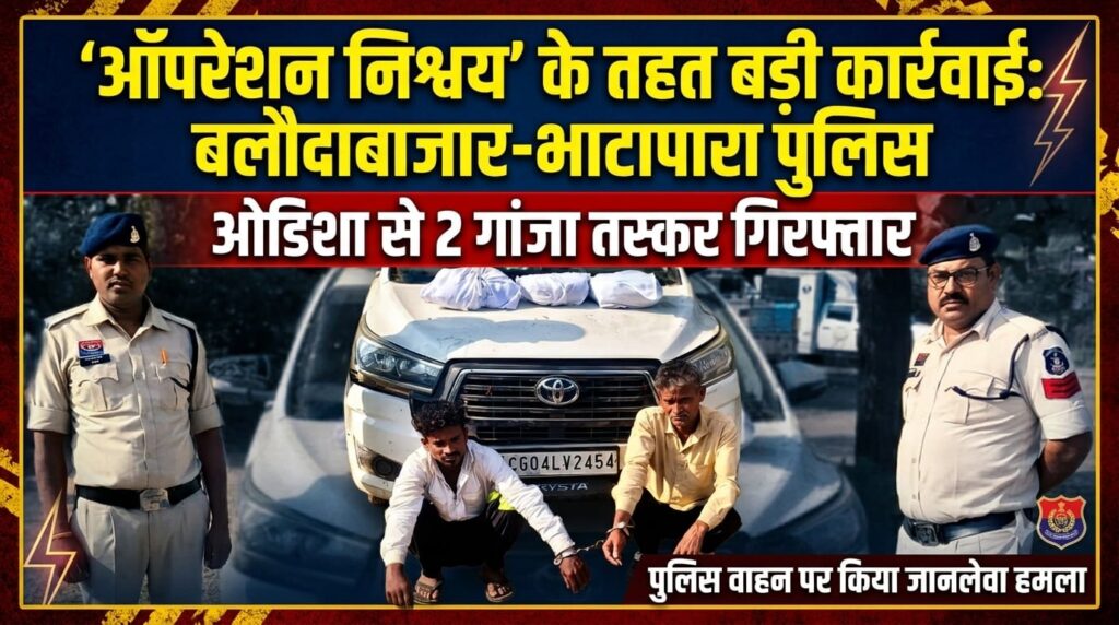 ऑपरेशन निश्चय के तहत् भाटापारा पुलिस की बड़ी कार्रवाई गांजा तस्कर  गिरफ्तार
