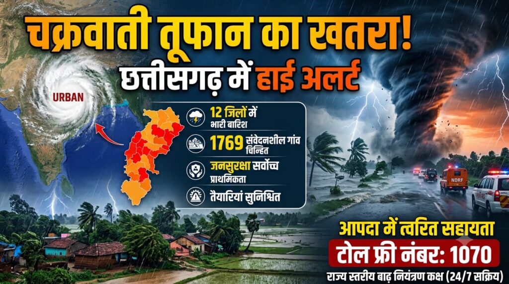 चक्रवाती तूफान के मद्देनजर छत्तीसगढ़ में अलर्ट जारी, जनसुरक्षा के लिए व्यापक तैयारियां